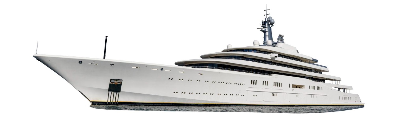 Superyacht in side view